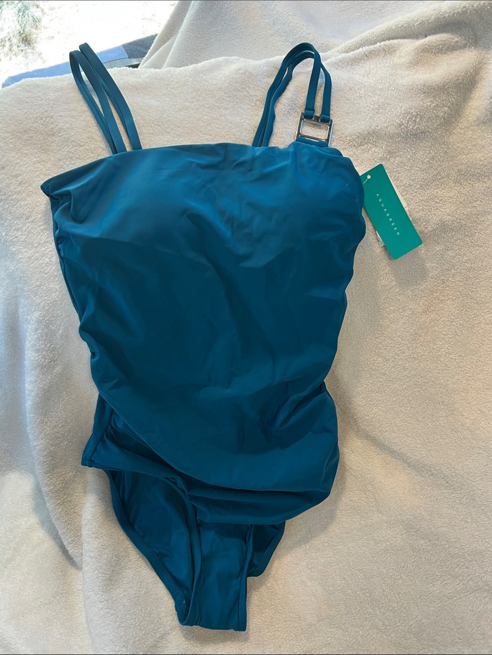AQUAGREEN Teal One-Piece Swimsuit medium NWT
